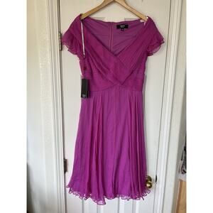 NWT Tadashi Collection Silk Pink Cocktail Midi Dress Size 10